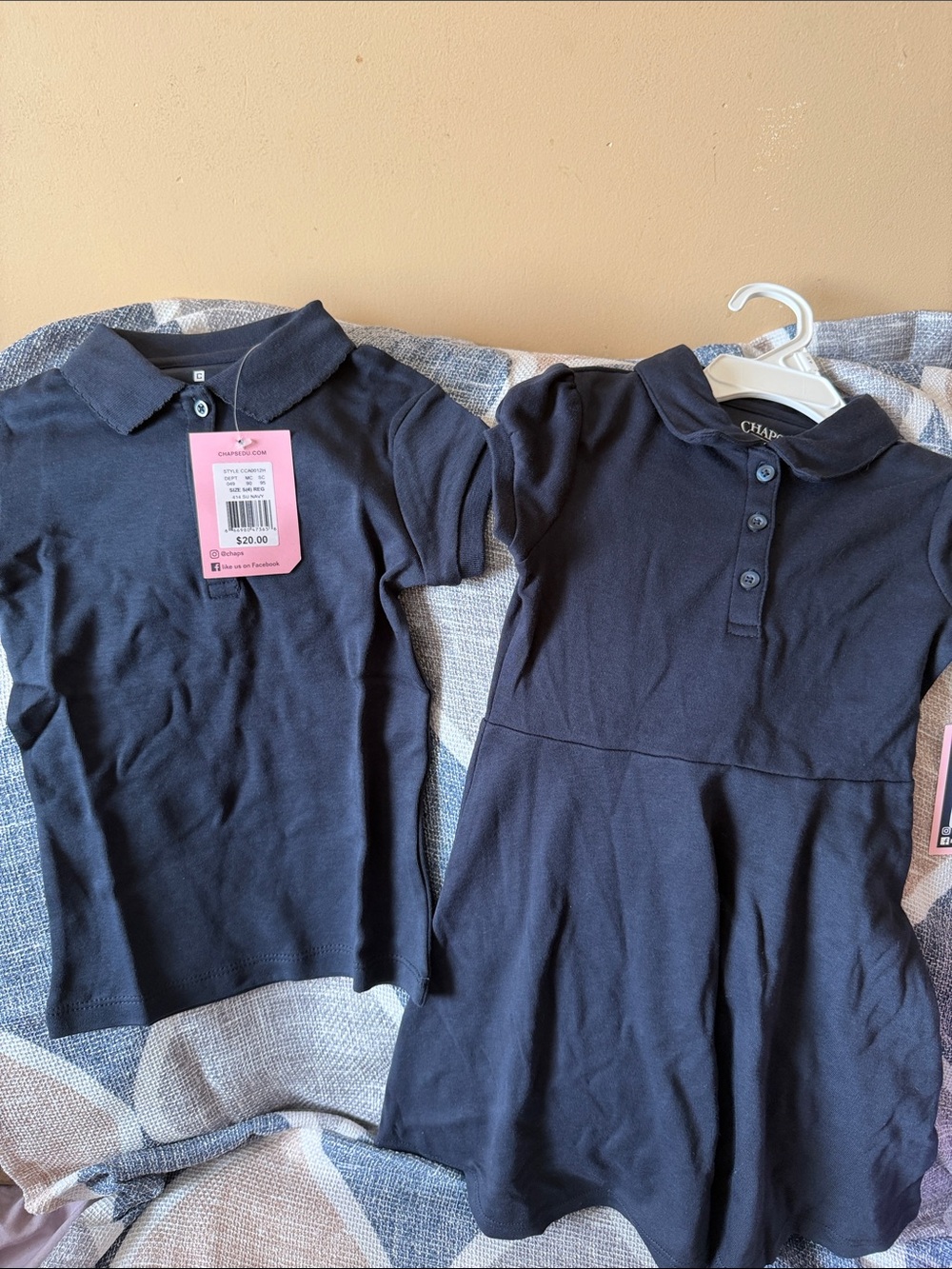 Chaps Girls' Navy Polo Shirt and Polo Dress Set